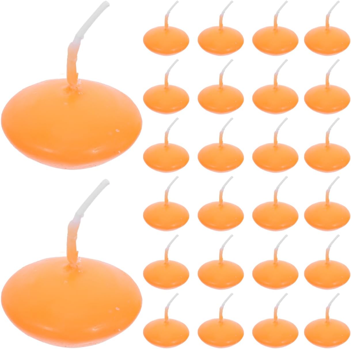 VILLCASE 50pcs Floating Wedding Candles, Orange Paraffin Wax Decor, Waterproof Floating Tea Lights for Wedding Centerpieces, Party, Holiday