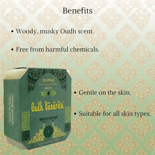 Image of Nyassa Luxurious Oudh Banarasi Handmade Natural Bathing Soap | Almond Butter, Organic Sweet Almond Oil | Oudh Fragrance | Moisturizer | All Skin Type 150gm