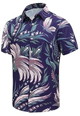AMAZON - Simmashah Mens Hawaiian Shirt, Short Sleeves Button Down Beach Clothing, Unisex Summer Flamingos Casual Aloha Floral Shirts 023 Pink 3XL