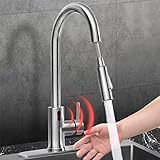 Touchless Kitchen Faucet Stainless Steel, Flow Motion Sensor Kitchen Sink Faucets with Pull Down Spr