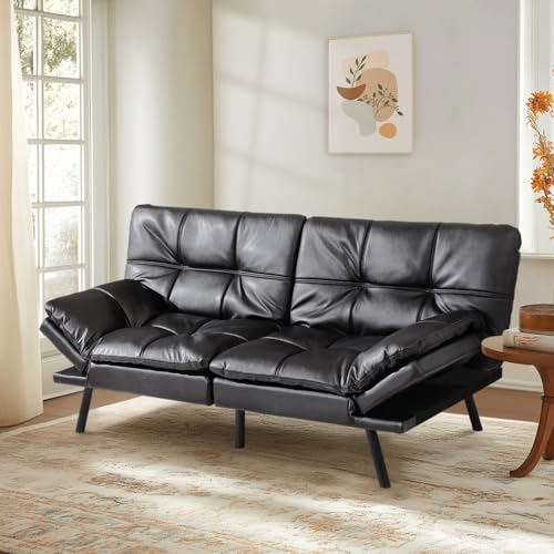 MUUEGM 71-Inch Convertible Futon Sofa Bed with Adjustable Backrest &