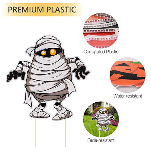 FUNNISM 6 Pack Halloween Decorations Yard Sign with Stake,Family-friendly Halloween Trick or Treat Party Decoration Prop,Halloween Pumpkin/Ghost/Monster Lawn,Sidewalk,Garden,Porch,Yard Sign Decoration
