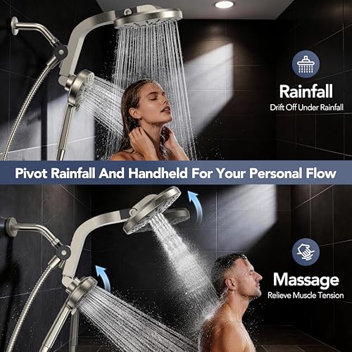 Rain Shower head with Handheld Combo, High Pressure Magnetic Showerhead Set - image 2