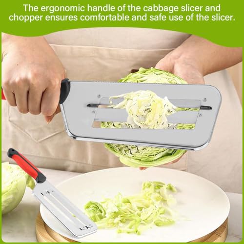 Image of Multi-Functional Stainless Steel Vegetable Peeler with Wooden Handle (Cabbage Hand Slicer Shredder)