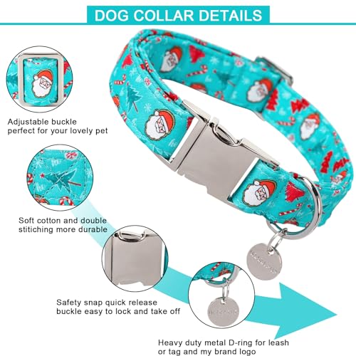Image of Christmas Dog Collar, Christmas Collar for Puppy Girl Boy Dog or Cat, Holiday Dog Collar with Durable Metal Buckle, Cute Pet Collar, L