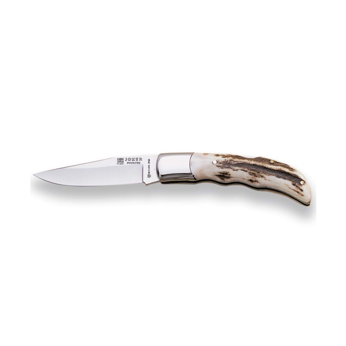 Joker Scyzoryk NC08 z uchwytem z rogu jelenia, ostrze MOVA 9 cm, 110 g, tuleja ze stali nierdzewnej, z zamkiem, narzędzie do wędkowania, polowania, biwakowania i wędrówek