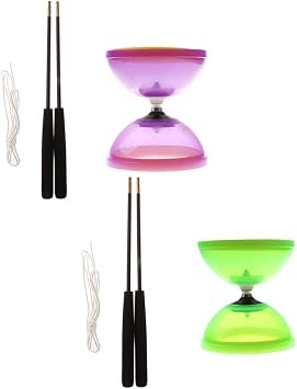 2X Professional 1-Bearing 5" Yoyo Diabolo Toy Aluminum Stick Color Pink
