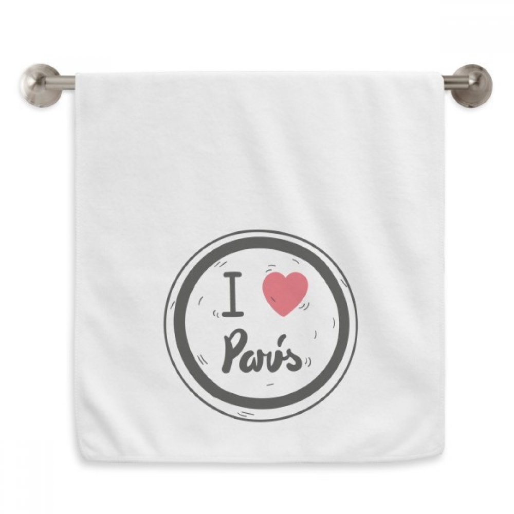 Serviette I Love Paris Mots Motif Diadème blanche 13x29 pouces douceur coton