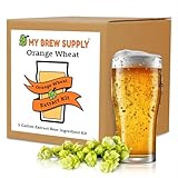 My Brew Supply Orange Wheat Beer Extract Kit | Bavarian Wheat Dry Malt Extract | Golden Light Dry Malt Extract | Caramel Malt | Flaked Wheat Grains | Sweet Orange Peel | Citra Hops | Belgian/German Ale Yeast| 5 Gallon Yield