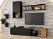 Produktbild KRYSPOL Wohnwand KEKS Anbauwand, Wohnzimmer-Set, Wohnzimmerschrank, Modern Design (Schwarz Matt + Eiche Kraft Gold)