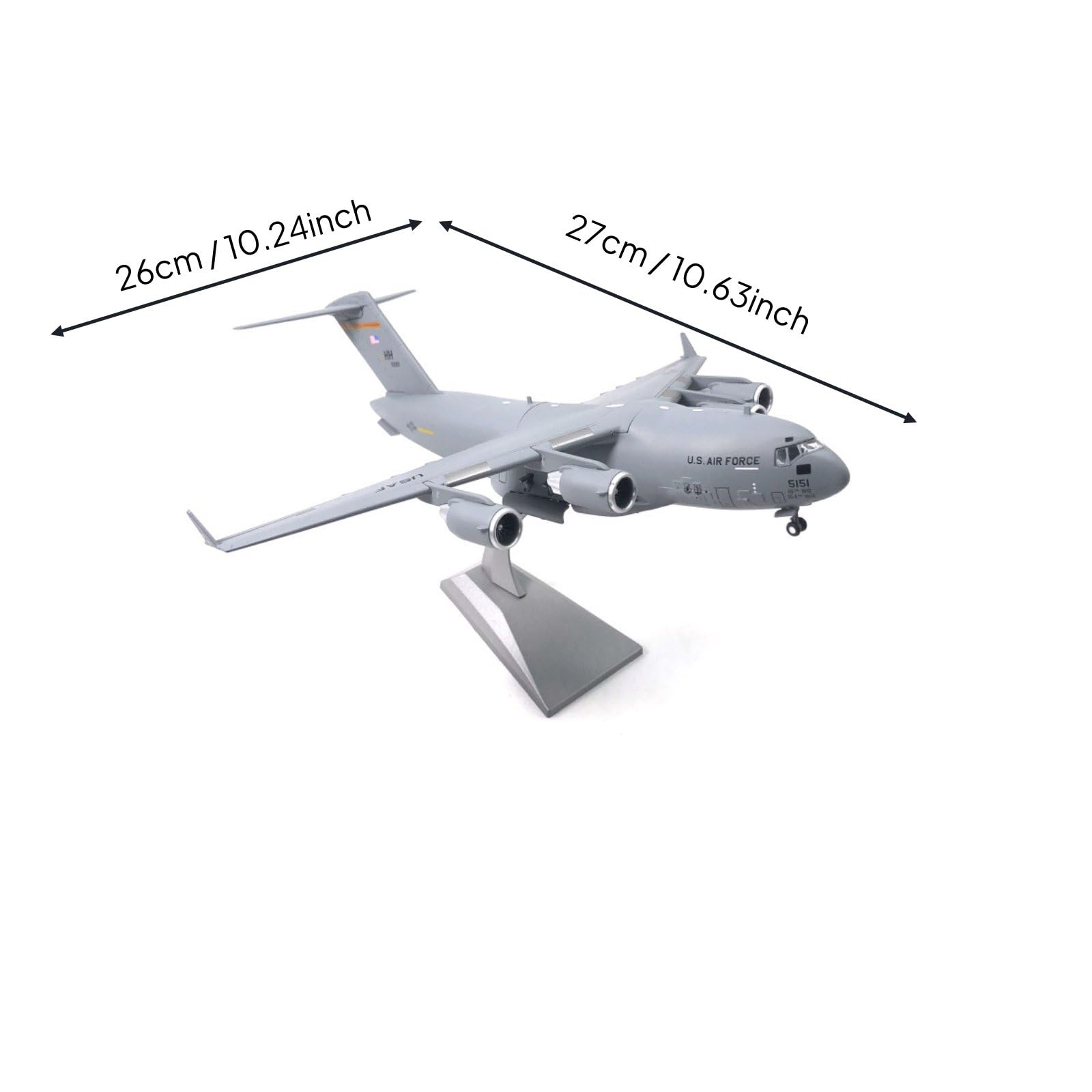 Maqueta Strategic Transport Plane Peana Maqueta Cargo Transport Coleccionable Modelo de Avión Militar para Coleccionistas, Vitrina