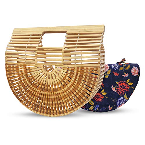 Bagish Bamboo Bag Handmade with Purse Insert – Straw Clutch Purse Beach Tote