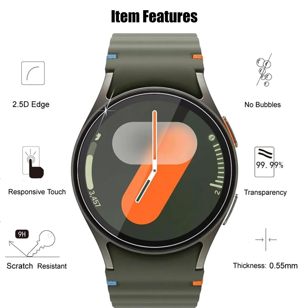 Paquete de 4 protectores de pantalla para Samsung Galaxy Watch 7 (40 mm) / Watch 6 (40 mm) / Watch 5 (40 mm) / Watch 4 (40 mm) / Watch FE de 40 mm de vidrio templado, HD transparente,