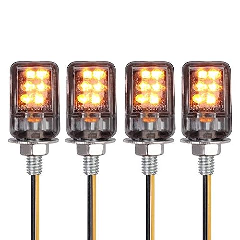 Justech 4 szt. oznakowane E światło kierunkowskazu 12 V uniwersalne 6 LED wodoodporne motocykl mini kierunkowskazy bursztynowe żarówka kompatybilna z motocyklami M6