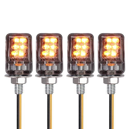 Justech 4 x Indicatore di Direzione per Moto 6LED 12V Micro Mini Luce di Direzione M6 Ambra Impermeabile IP65 Universale per Moto Motocicletta Scooter - E-marked