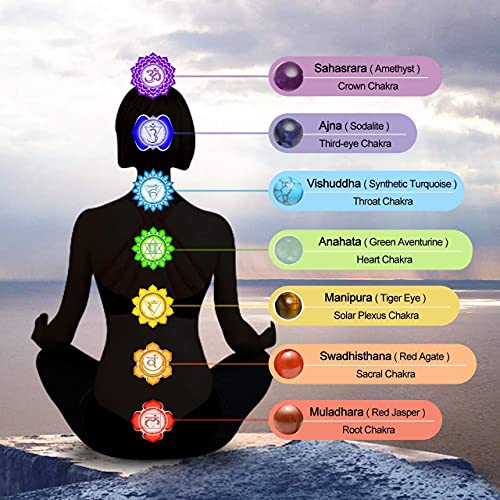 Top Plaza Bundle – 2 Items: Antique Silver Flower Wrapped Natural Quartz Gemstone Healing Crystal Necklace 5Pcs/Set & 7 Chakra Bracelet Natural Lava Rock Stones Beads Bracelets #TOP6