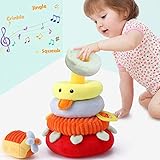 iPlay, iLearn Baby Stacking Toys, Soft Fabric Ring Stacker, Plush Duck Nesting Toy W/ Sound, Development Sensory, Birthday Gift for 3 6 9 12 18 Months 1 Year Olds Infant Toddler Boy Girl Newborn