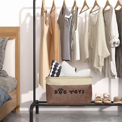 PET ARTIST Dog Toy Basket, Collapsible Dog Toy Bin Box with Comfortable Handles, Large Pet Toy Storage Organizer for Accessories, Toys, Coat & Clothing, Blanket & Leash, Brown, 15"x11"x9" - Image 5