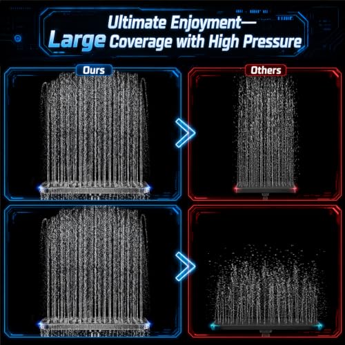 Image of Veken 12 inch Rain Shower Head with Handheld,High Pressure Power Wash,Magnetic | Dual Shower Heads Combo,8-Mode Hand Held Spray,Wand,Double Detachable Rainfall Showerhead with Arm,Bathroom Set,Chrome,Silver