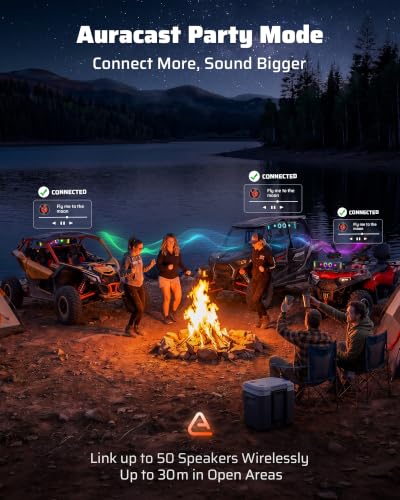 Image of Ehaho 26 Inch 6-Speaker UTV Sound Bar with Bluetooth, RGB, IP66 Waterproof | 500W Peak Power, BT 5.4 & Auracast, Music-Sync RGB, USB /AUX, Detachable Cable, Fits 1 inch-2 inch Roll Cage for UTV Golf Cart SXS ATV