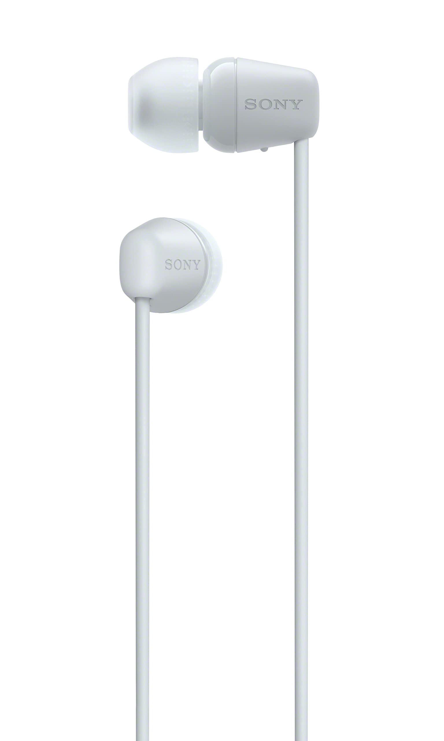 Sony WI-C100 Écouteurs sans Fil Bluetooth - Jusqu'à 25 Heures d'autonomie - Microphone intégré pour Les appels téléphoniques - Compatible Assistants vocaux - Blanc