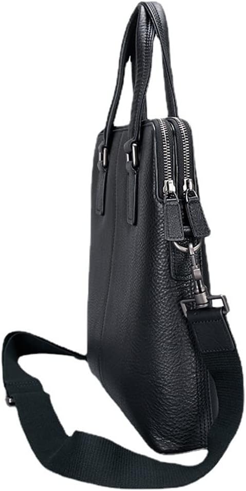 Cow Leather Men's Briefcase Bag Business Handbag Vertical Fashion Large Capacity