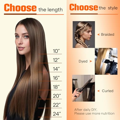 Image of Full Shine Holed Tape in Hair Extensions, Medium Brown Honey Blonde 24 Inch | 50g 20 PCS, Remy Human Hair Extensions Tape In, Invisible Construction, Full Appearance, Party Styling, Straight Texture