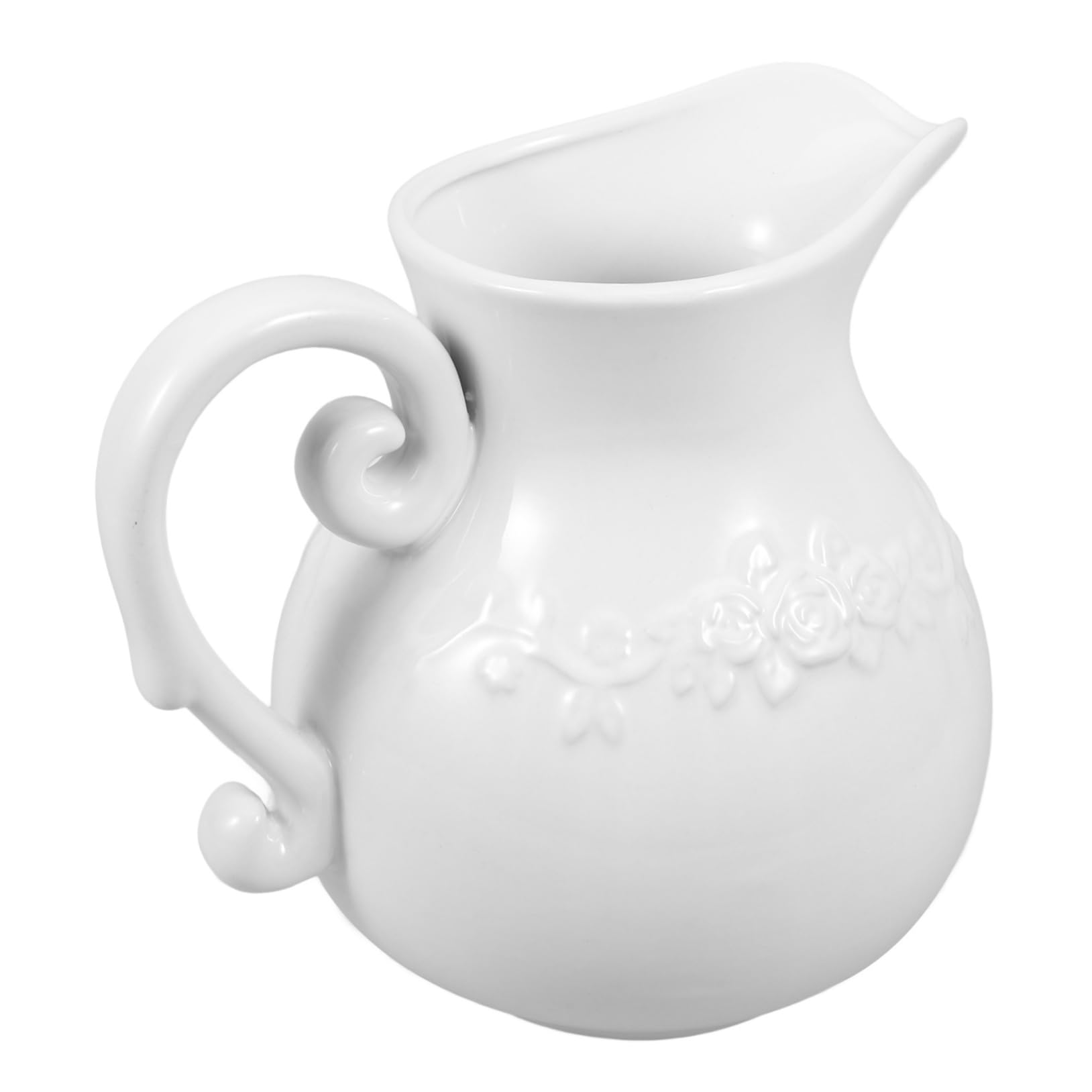 PRETYZOOM Florero Decorativo de Cerámica Blanco Diseño Tipo Jarra para Escritorio, Floreros Decorativos Estables y Creativos Ideales para Decoración del Hogar