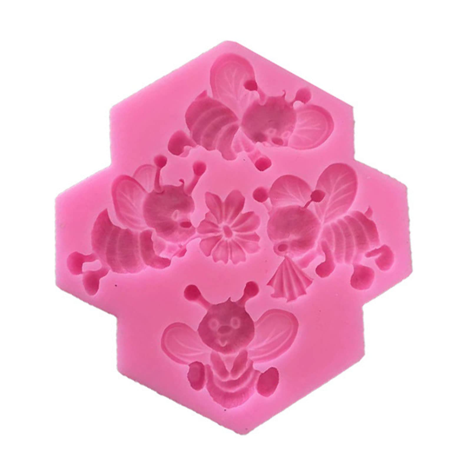 NEWFT 4 Cavities Silicone Fondant Mould Shape Cake Baking Dessert Cake Pan Mold for Fondant
