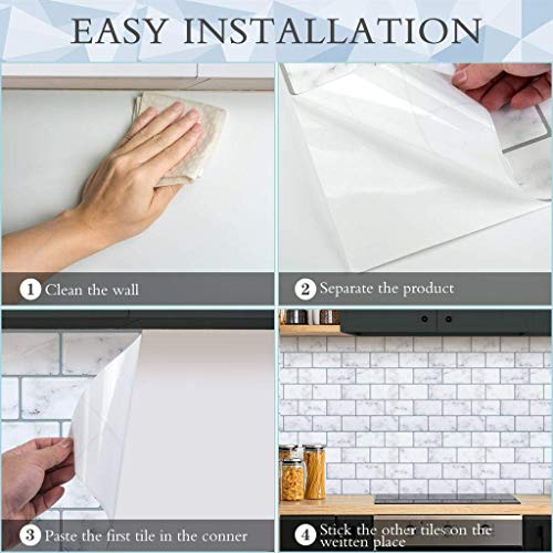 CozyWallz Kitchen Backsplash Peel and Stick, and Bathroom, Laundry Room Tiles, Heat and Staining resistant, 3d wall panels peel and stick backsplash, 12