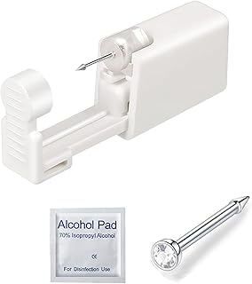 Silver Angel Nose Piercing Kit,Disposable Nose Piercing Gun at Home,Self Nose Piercing Gun Tool with Built-in 2mm Hypoallergenic Nose Studs