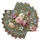 Set Di 6 Primavera Tovaglietta Colazione Stoffa 45X30Cm, Rose E...