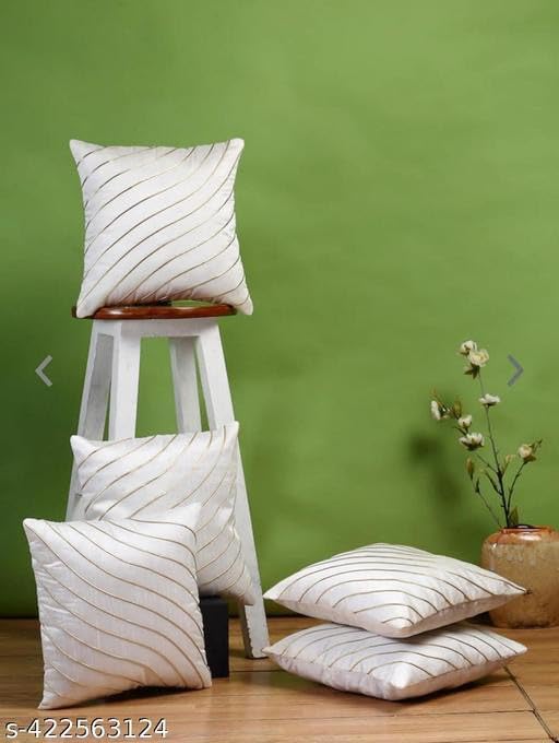 Image of Aesthetic Decorative Polyester Throw Pillow Cover for Sofa & Living Room | 16x16 Inches | White