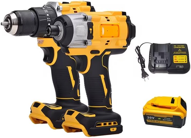 20V MAX Cordless Drill and Impact Driver Combo Kit, Brushless Two-in-One Tool Set with Battery and Charger, Versatile for Household Repairs, Furniture Assembly and Woodworking