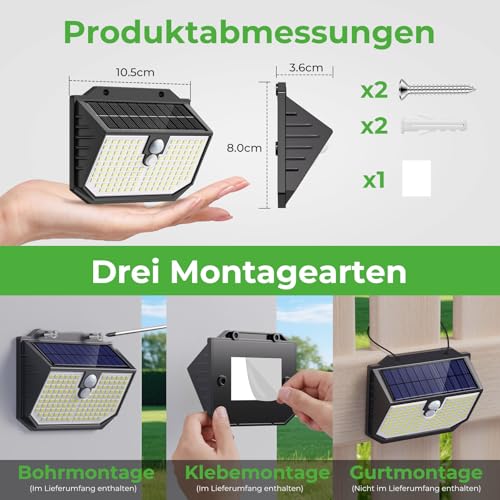 nipify Solarlampen für Außen mit Bewegungsmelder,138 Superhelle LED,Garten – Ansicht 7
