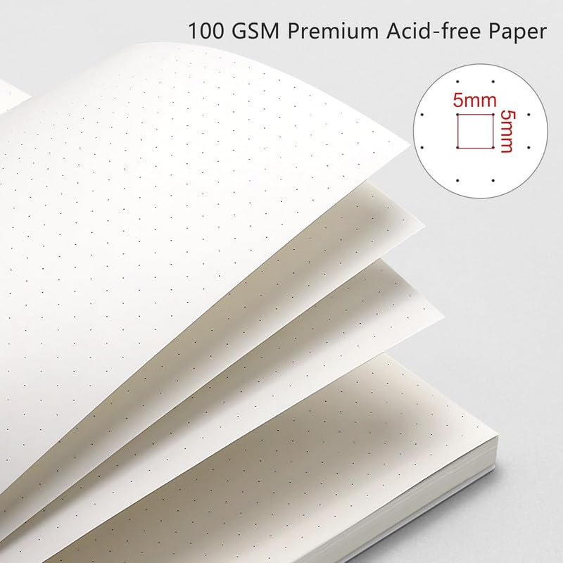 Image of A5 Dot Paper Notebooks, 5.5 x 8.2 inches, DOT Book,100 GSM Premium Paper, 480 Pages, Waterproof Cover, Set of 3