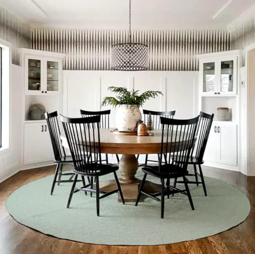 Image of Natural Jute Rounds Rug - Vibrant Color Handwoven Area Carpet for Living Room, Bedroom & Boho Decor - Eco-Friendly Circular Mat - Multiple Sizes & Colors -(Green, 2x2 feet