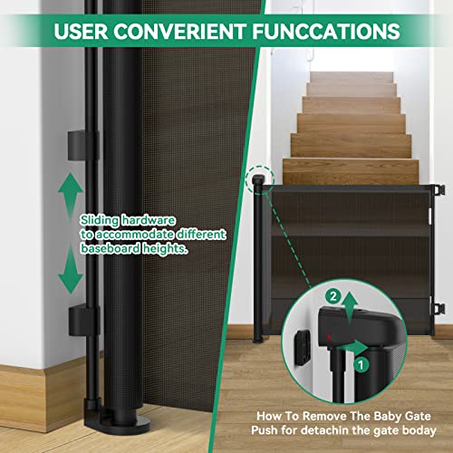 Retractable Baby Gate, 33" Tall, Extends Up To 55'' Wide, Child Safety Baby-Gate, Dog Gate, Pet Retractable Gates For Stairs, Doorways, Hallways, Indoor And Outdoor #TOP5