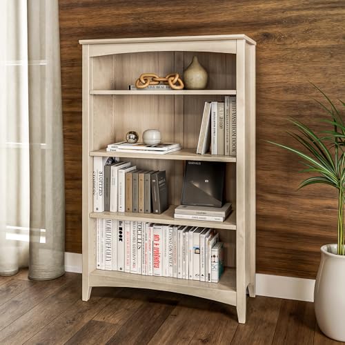 Camaflexi Shaker Style 4 Shelf Bookcase/Solid Wood / 48" High/Adjustable Shelving/Closed Back/Display Bookshelf for Living Room, Bedroom, Home and Office, Light Oak by Camaflexi - Image 3