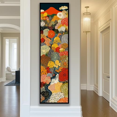 Toile Yayoi Kusama pour salon moderne : décoration murale florale zen et minimaliste