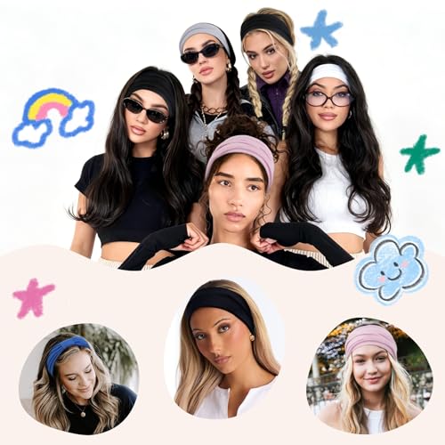 Headbands for Women, Non Slip Workout Headband Wide Sport Head Bands 4PCS — view 4