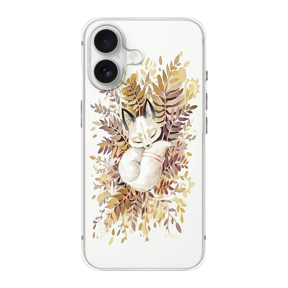 FancyCase Compatible with iPhone 16 Case (6.1inch)-Cute Sleepy Fox Design Lovely Cartoon Animal Pattern Flexible TPU Protective Clear Case (Sleepy Fox)