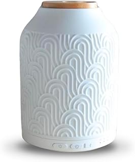 Zen’Arôme Diffuseur d’Huile Essentielle Wifi Prague – Diffuseur Électrique Connecté Compatible Alexa/Google Home – Contrôle Total à Distance sur l’APP Tuya Smart – Matériaux Naturels Bois et Céramique