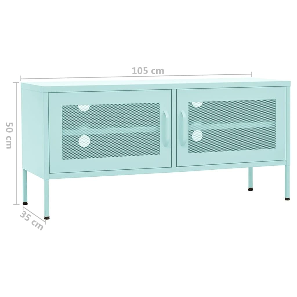 vidaXL Mueble para TV Soporte Mobiliario Aparador Armario Estante Salón Sala de Estar Dormitorio Decoración de Acero Verde Menta 105x35x50 cm