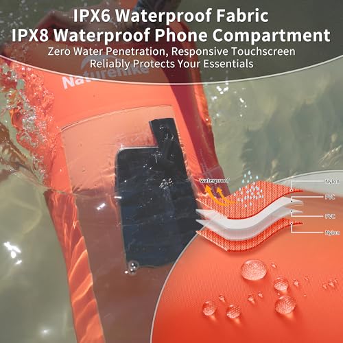 Image of Naturehike 18L Waterproof Dry bags-Roll Top Waterproof Swimming Buoy with Waterproof Phone Compartment, Outdoor Bags Keep Gear Dry for Hiking, Kayaking, Camping, Swimming, Boating（Orange）
