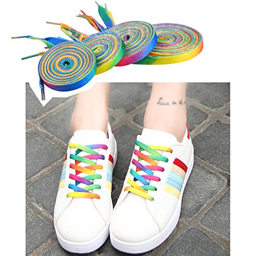 NIDAYE 4 Pairs 46/54 Inch Premium Shoelaces- Oval or Flat Colorful Fashion Sneakers Shoelaces for Kids and Adults - Thumbnail 5