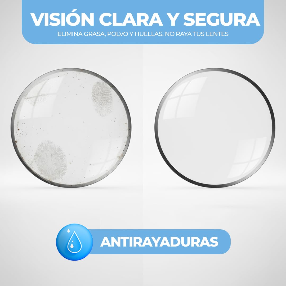 SUUM Pack 3 Spray Limpiador de Gafas con Paño de Microfibra - Spray con para Lentes Limpios y sin Vaho para Cristales y Pantallas - Limpia Gafas (Menta, Limón y Manzana)