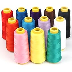 Hilos Para Overlock Precios Coser de Poliéster, ilauke 12X1500m Hilos de Coser, Hilos de Bordar de Poliéster para Máquina de Coser Hilo Overlock 40S/2, Hilo de Coser de Alta Velocidad para Coser a Máquina Artes de Coser a Mano