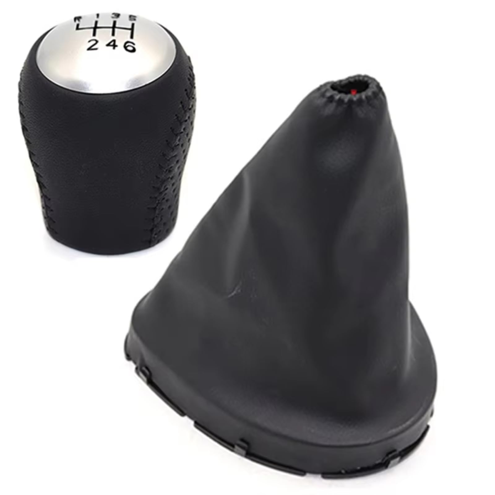 HILLAR Car Gear Stick Knob for Nissan for Qashqai J10 2006-2015 for X-Trail T31 Gearbox Gaiter Stick 6 Speed Gear Shift Knob Boot Lever Gaitor Shifter(Set Silver Black)