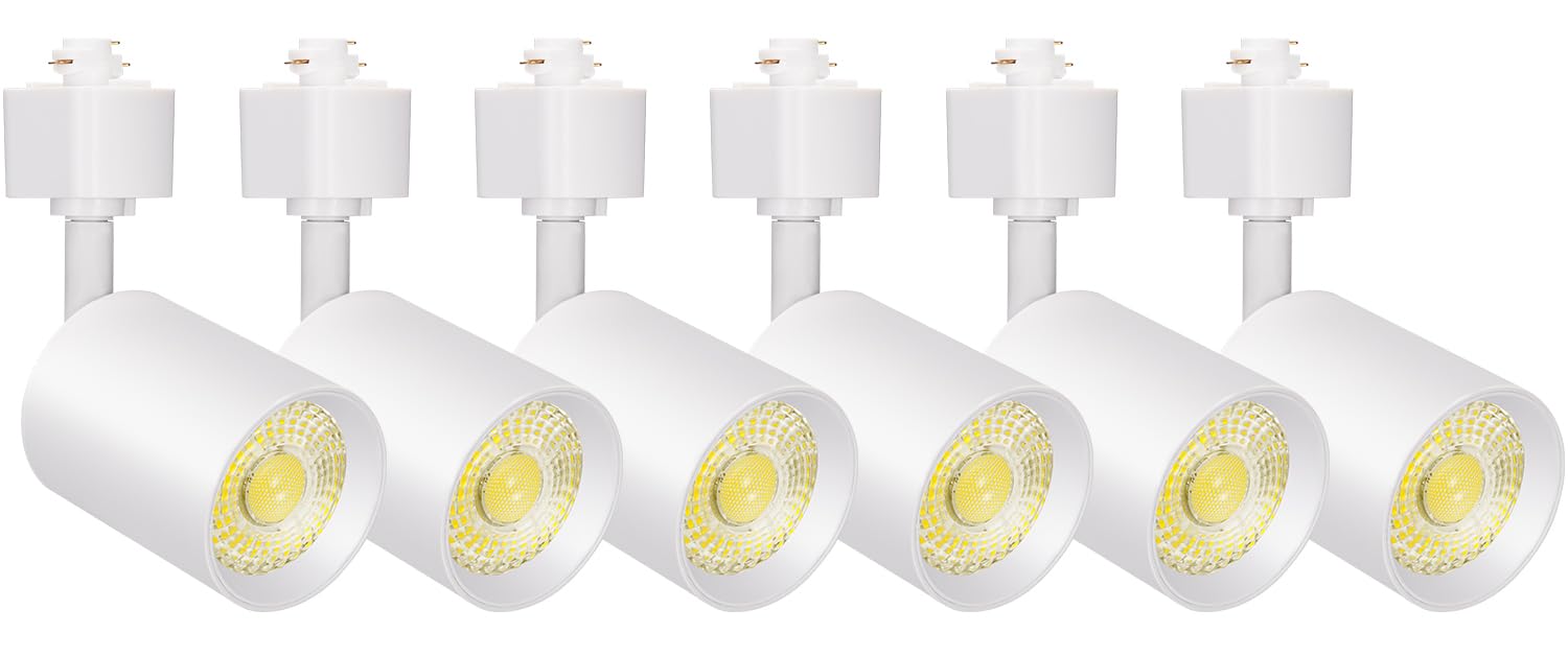 VANoopee 6 Pack 10W Dimmable LED Track Lighting Heads H Type Track Light Replacement Fixtures Bright 3000K Warm White Ceiling Spotlight for Accent Task Art, Flicker Free CRI90+ 24° 800lm White